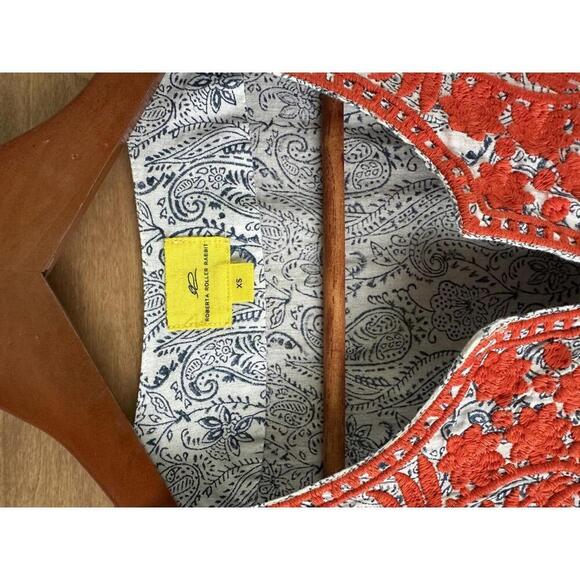 Roberta Roller Rabbit Embroidered 3/4 Sleeve Tunic Blue/Orange Women’s size XS - Picture 7 of 11